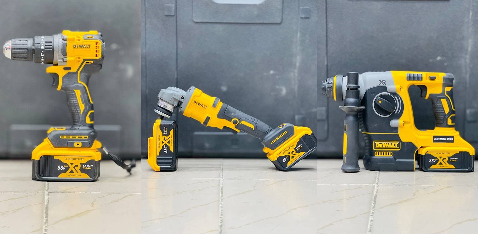 ست 4 قلو شارژی دیوالت (دریل، بکس، سنگ فرز و هلتی)