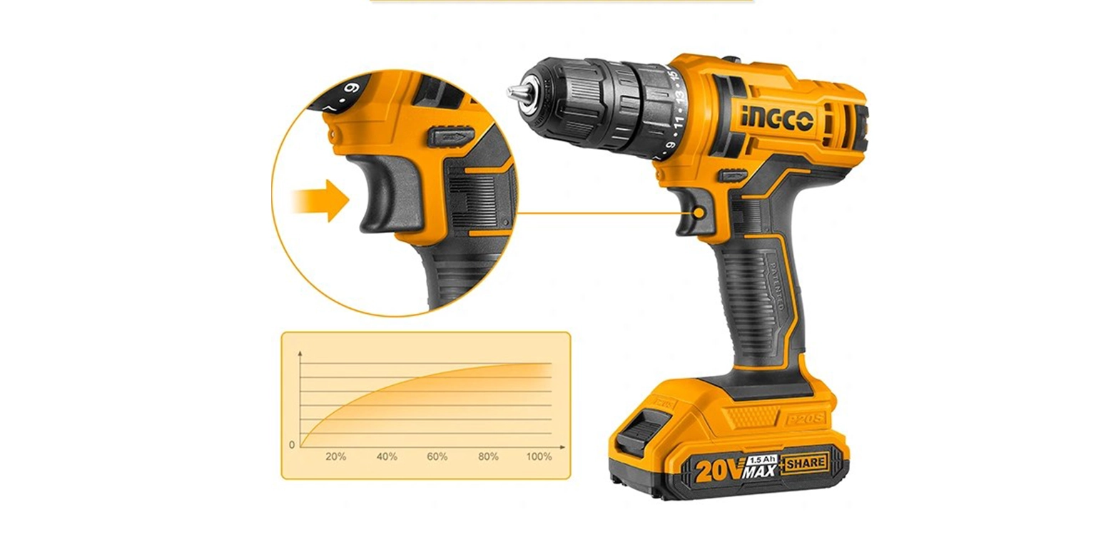 دریل شارژی 20 ولت اینکو مدل CDLI20028